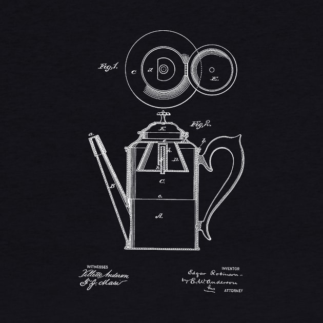 Coffee Pot Vintage Patent Hand Drawing by TheYoungDesigns